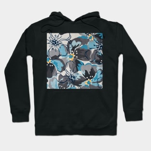 Modern Large Floral Gray-Blue Hoodie